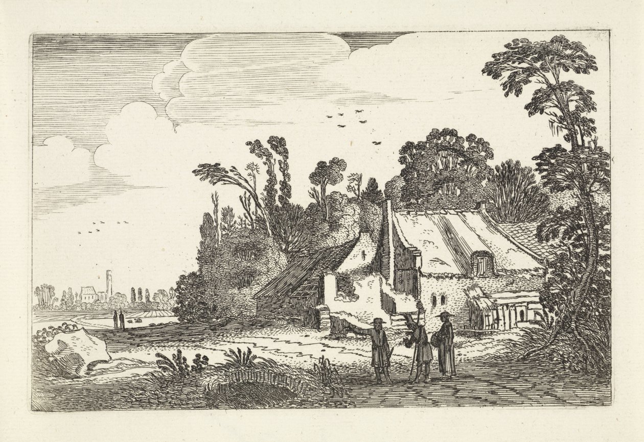 Figuren auf einem Landweg bei einem Bauernhof von Jan van de Velde (II)