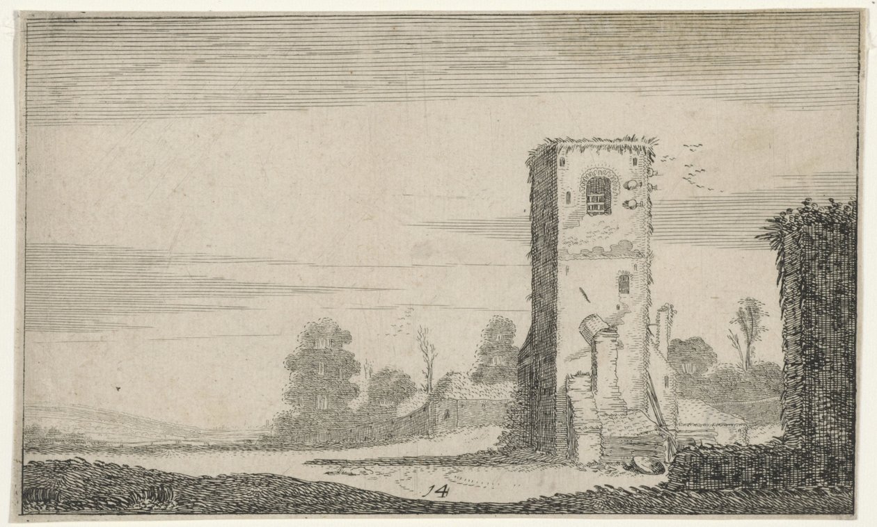 Ruine eines Turms in einer Landschaft von Jan van de Velde (II)