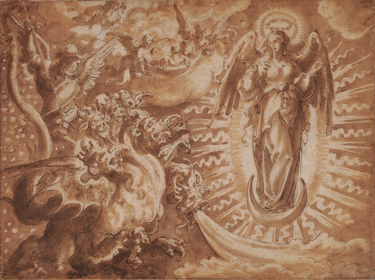 Die Frau, mit der Sonne bekleidet von Jan van der Straet