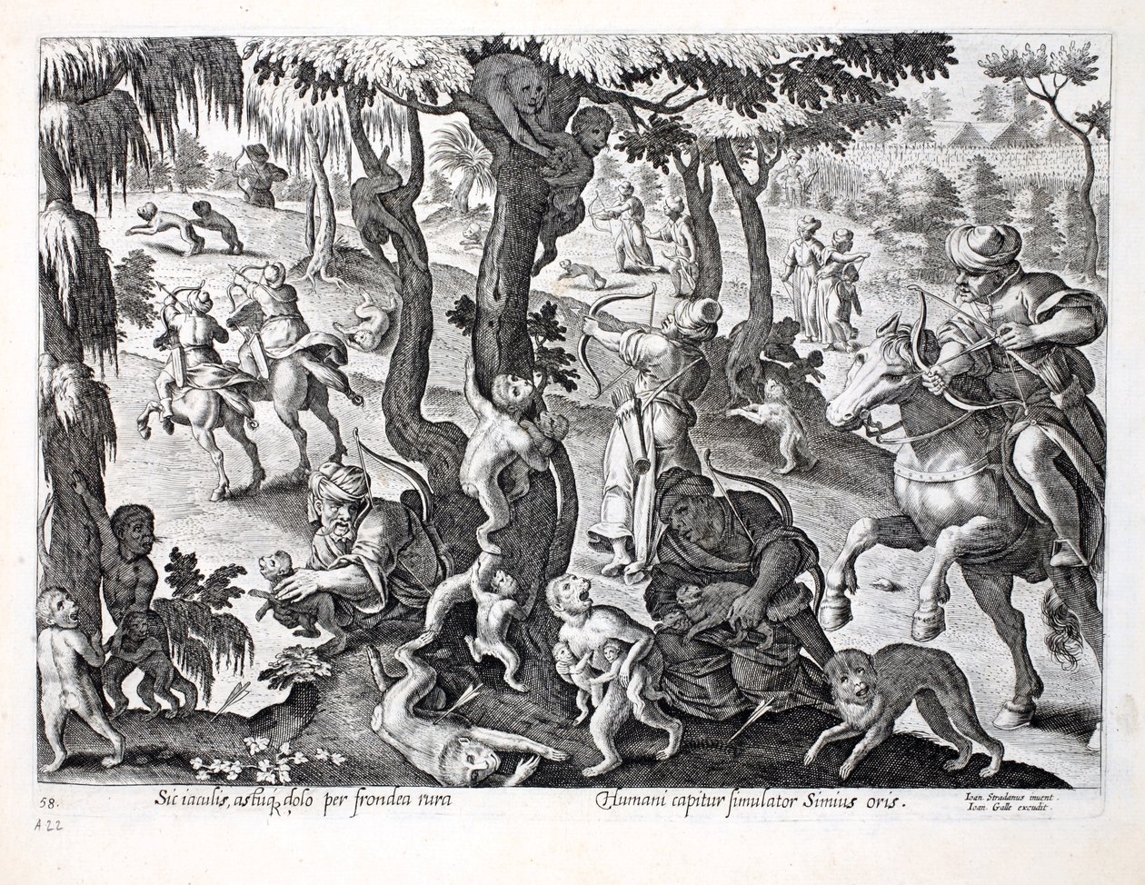 Affenjagd auf dem Land, Illustration aus 