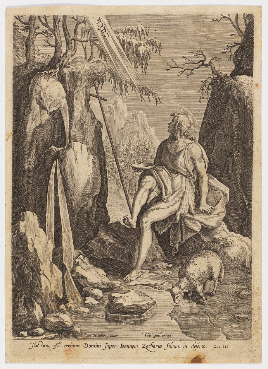 Johannes der Täufer in der Wildnis von Jan van der Straet, called Stradanus