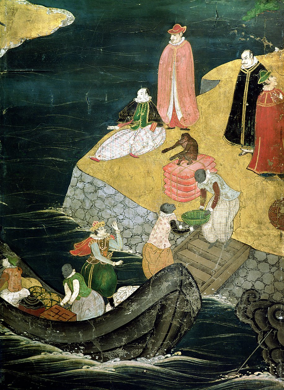 Die Ankunft der Portugiesen in Japan, (Detail) von Japanese School