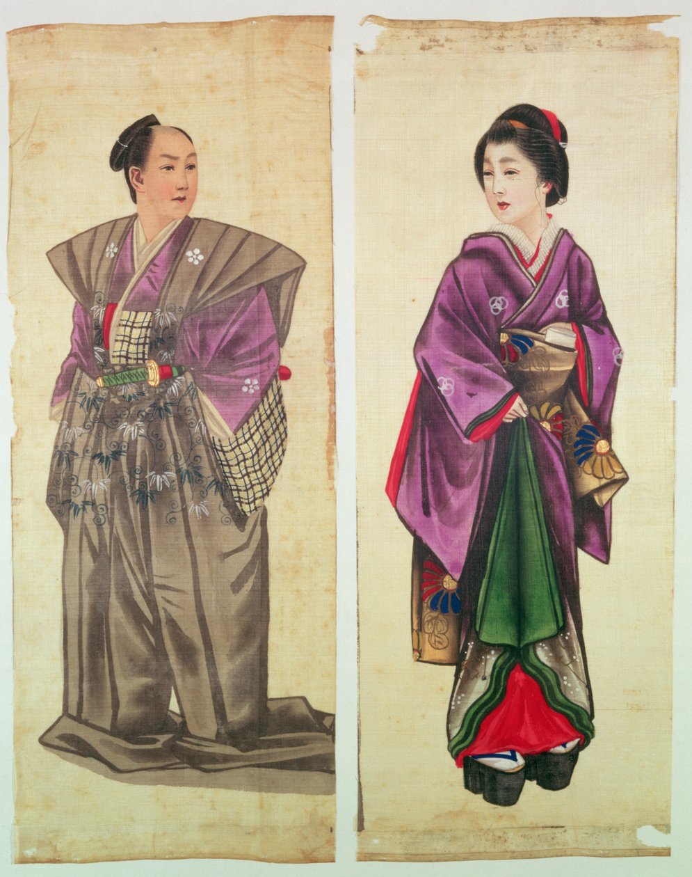 Zwei japanische Figuren von Japanese School