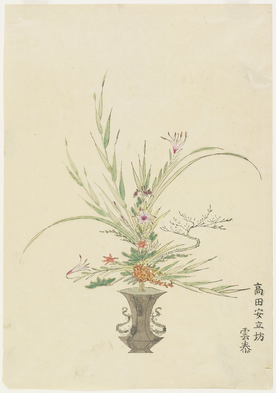 Blumenarrangement von Takada Anritsub?; Lilien und Glockenblumen von Japanese School