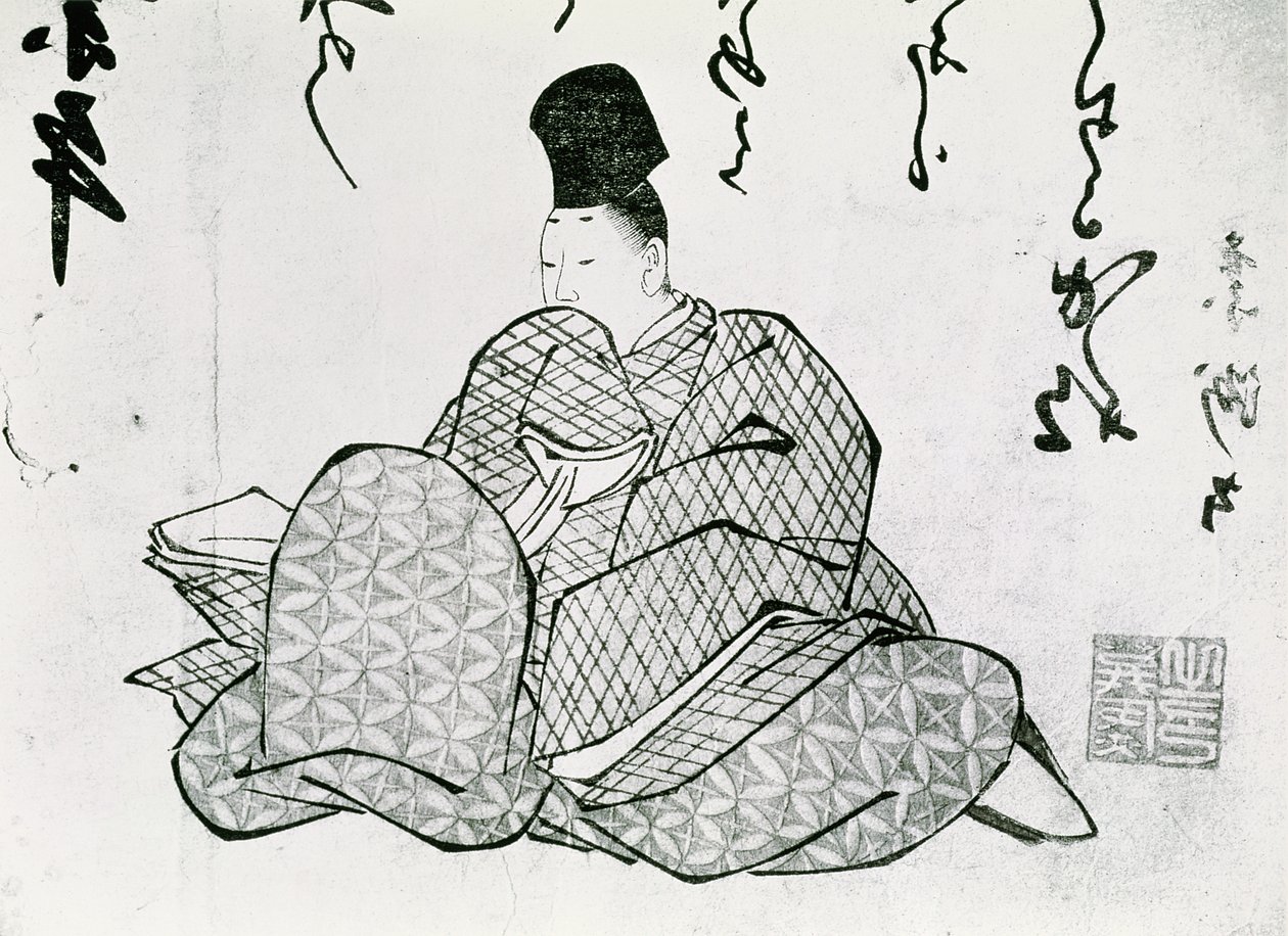 Held eines Monogatari von Ariwara no Narimira (825-880), 17.-19. Jahrhundert von Japanese School
