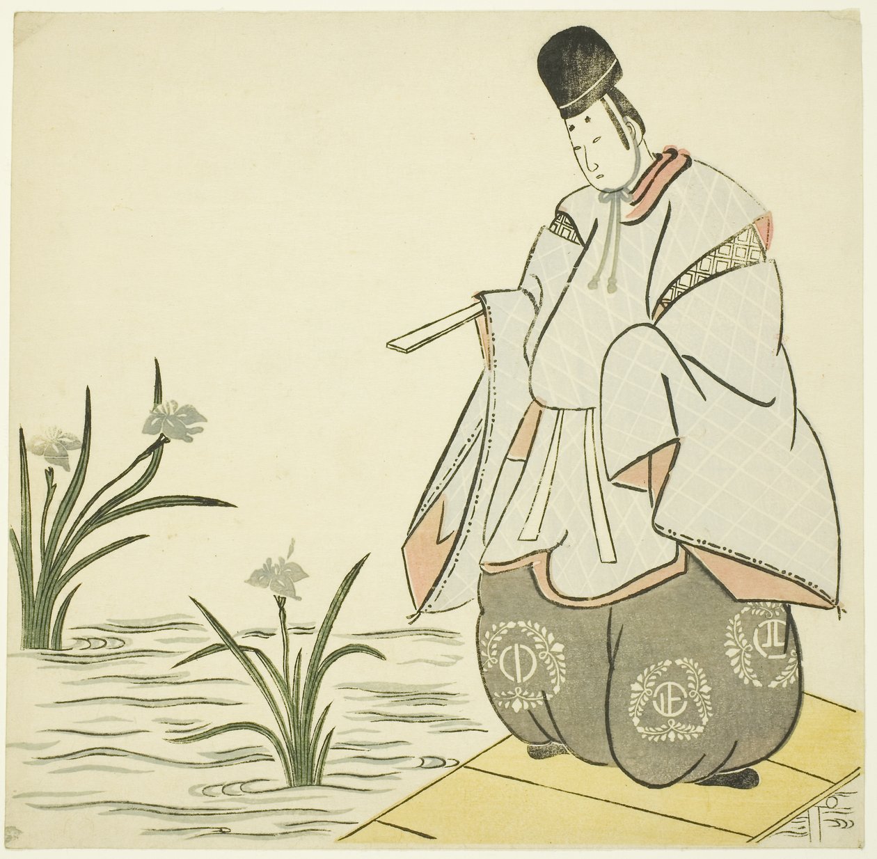 Narihira an der Yatsuhashi-Brücke von Japanese School