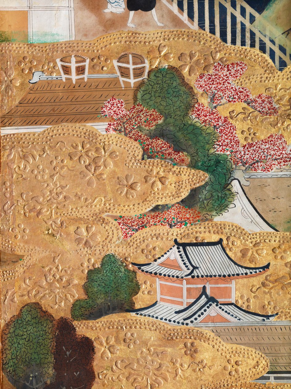 Osakazu Byobu - Japanischer achtteiliger Wandschirm (Malerei) von Japanese School