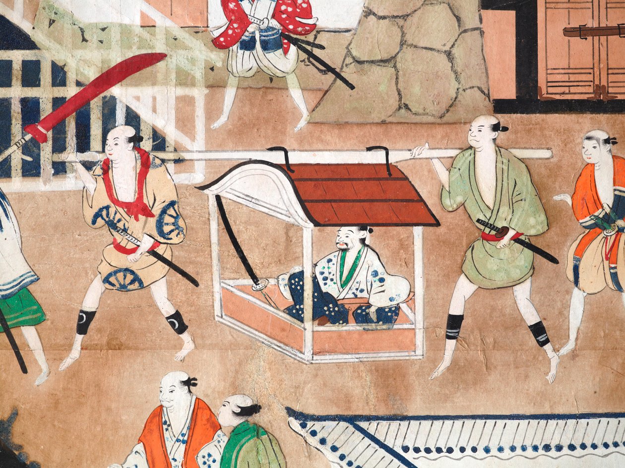 Osakazu Byobu - Japanischer achtteiliger Wandschirm (Malerei) von Japanese School