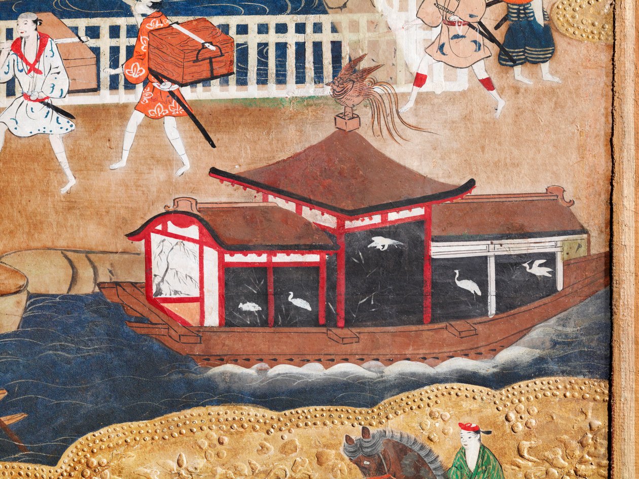 Osakazu Byobu - Japanischer achtteiliger Wandschirm (Malerei) von Japanese School