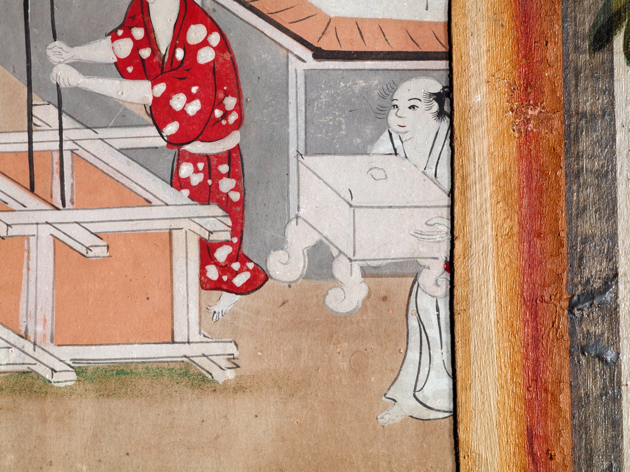 Osakazu Byobu - Japanischer achtteiliger Paravent von Japanese School