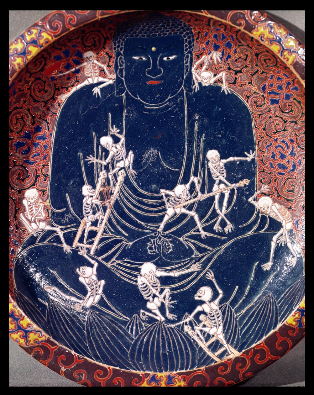 Teller mit Buddha und zehn Skeletten (Detail) von Japanese School