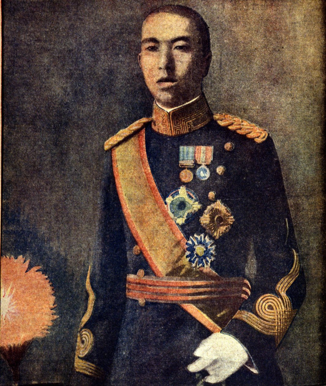 Porträt von Kaiser Hirohito (1901 - 1989) während der Regentschaftszeit. Japanische Presse der 1930er Jahre von Japanese School
