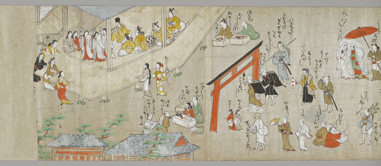 Die Tenjin-Schrein-Rollen (eine von einem Paar) (Detail), Tosa-Schule, 17. Jahrhundert von Japanese School