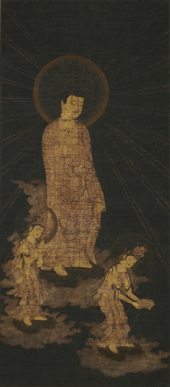Willkommener Abstieg der Amida-Buddha-Triade von Japanese School