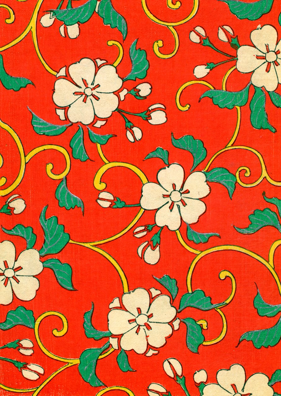 Holzschnitt von Apfelblüten von Japanese School