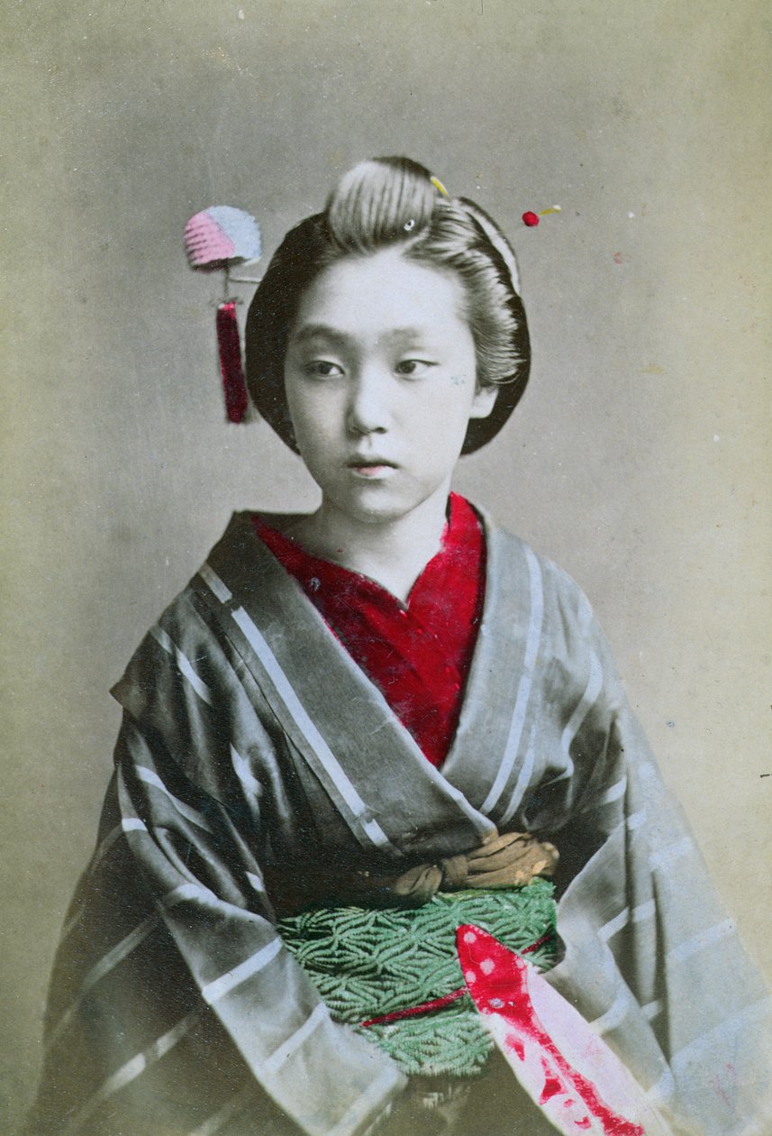 Junges Mädchen im Kimono, ca. 1860-70 von Japanese School