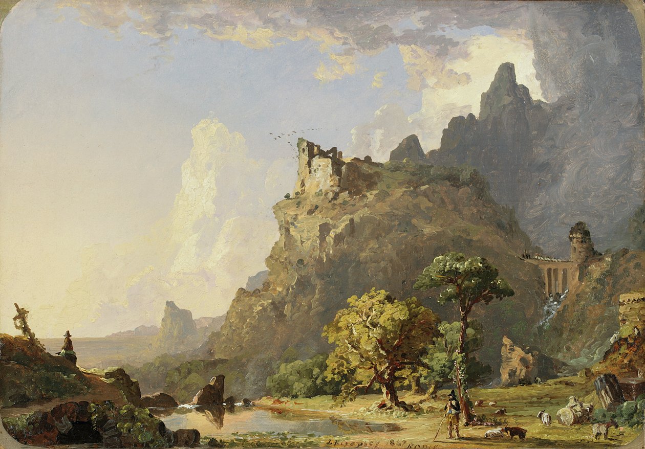 Italienische Landschaft in der Nähe von Rom: Studie für Bergbach, 1847 von Jasper Francis Cropsey