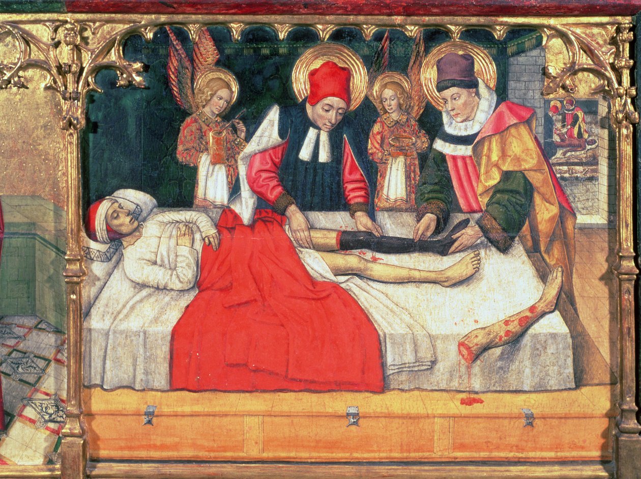 SS. Cosmas und Damian transplantieren das Bein eines Äthiopiers auf den Stumpf des Diakons Justinian von Jaume Huguet