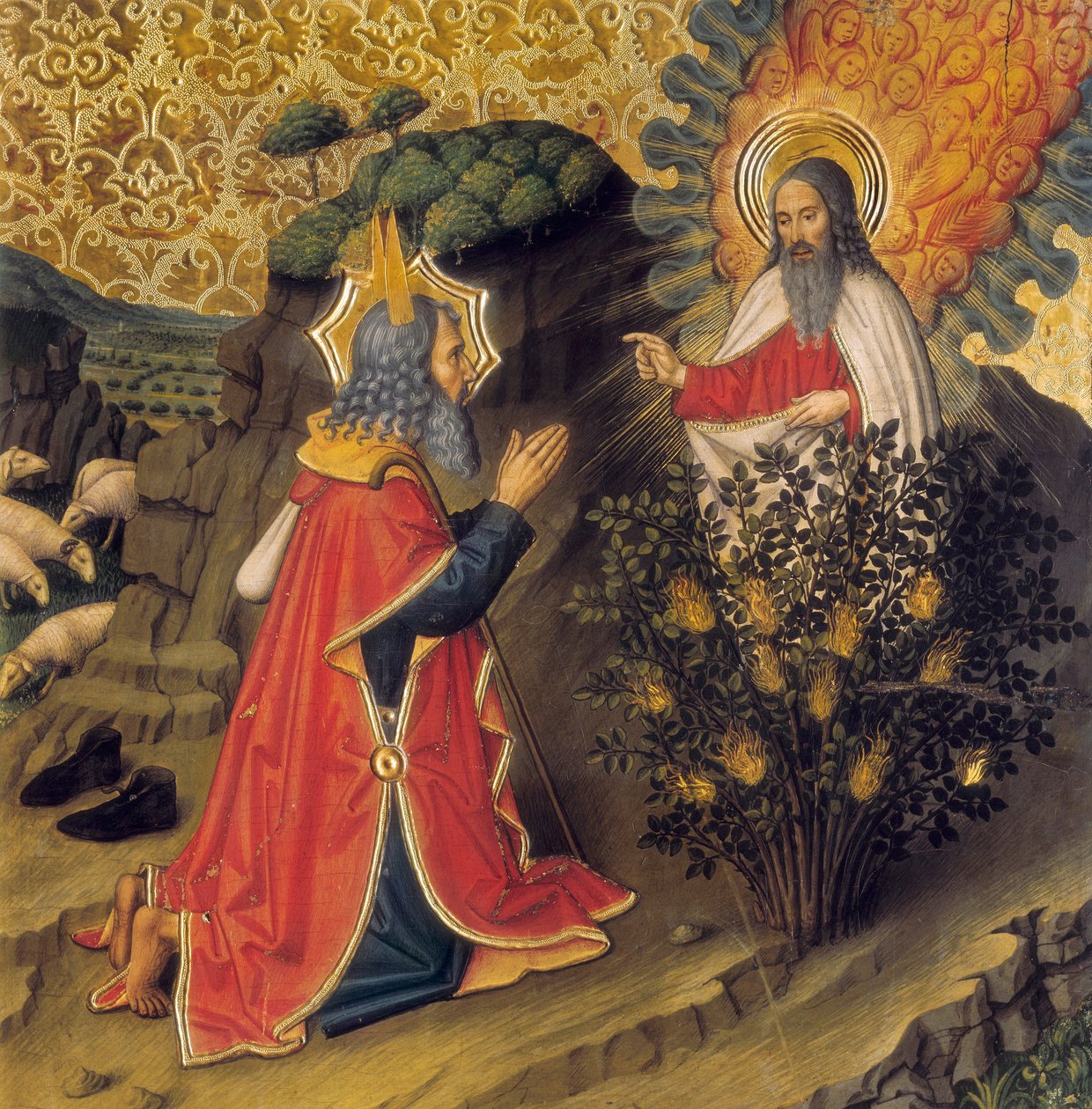 Moses und der brennende Dornbusch von Jaume Huguet