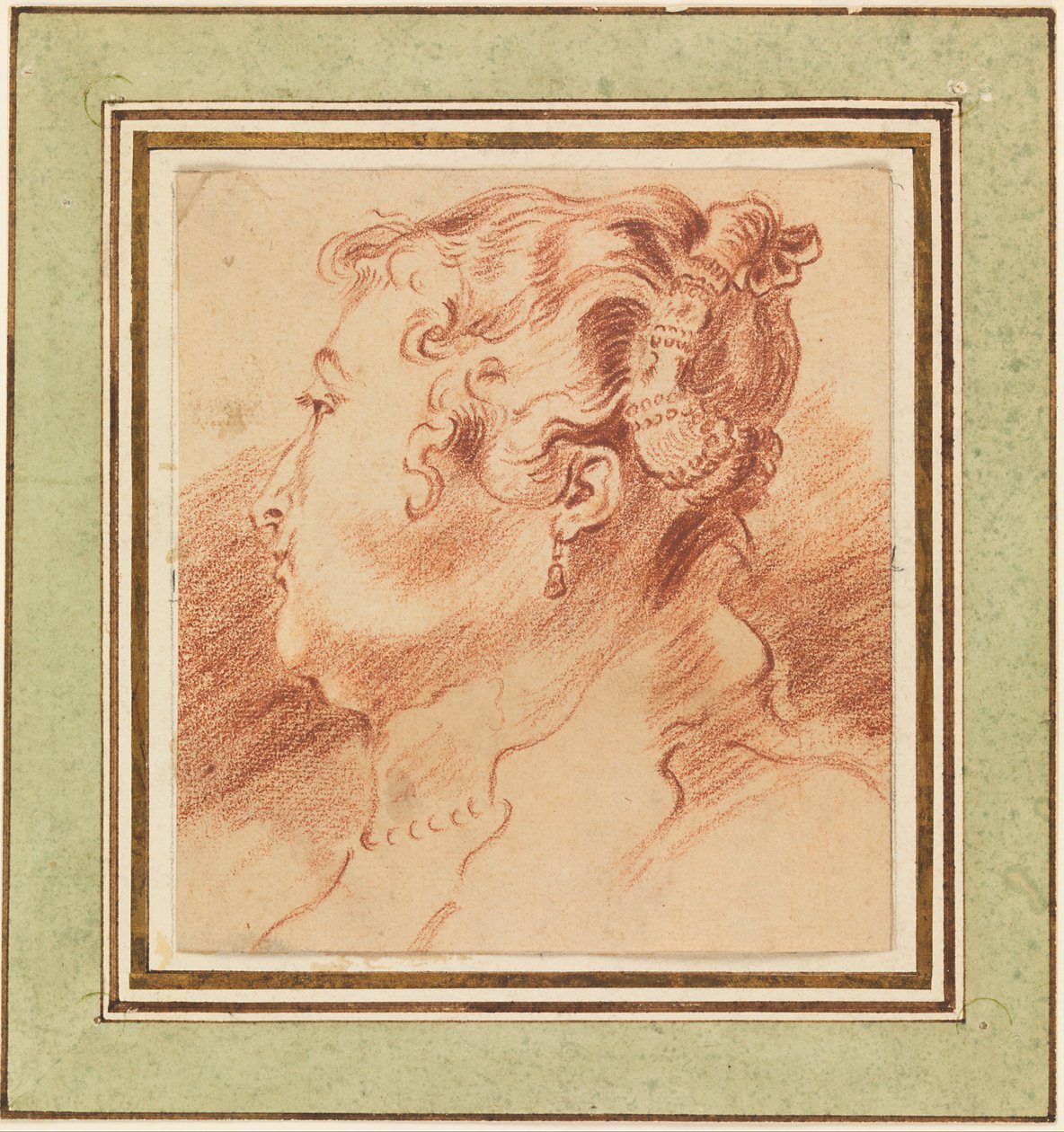 Studie eines Frauenkopfes von Jean Antoine Watteau