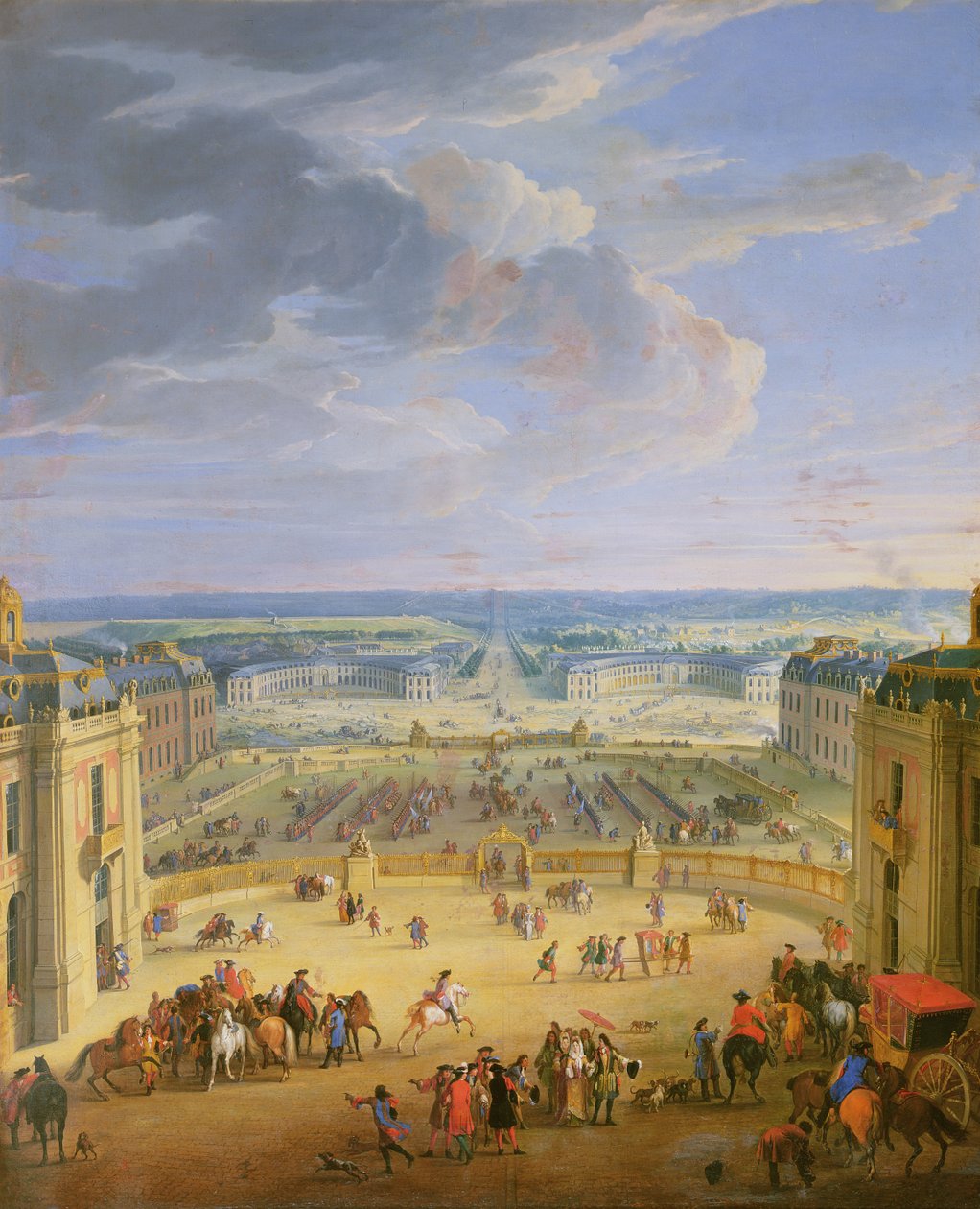 Perspektivische Ansicht vom Schloss Versailles auf den Place d