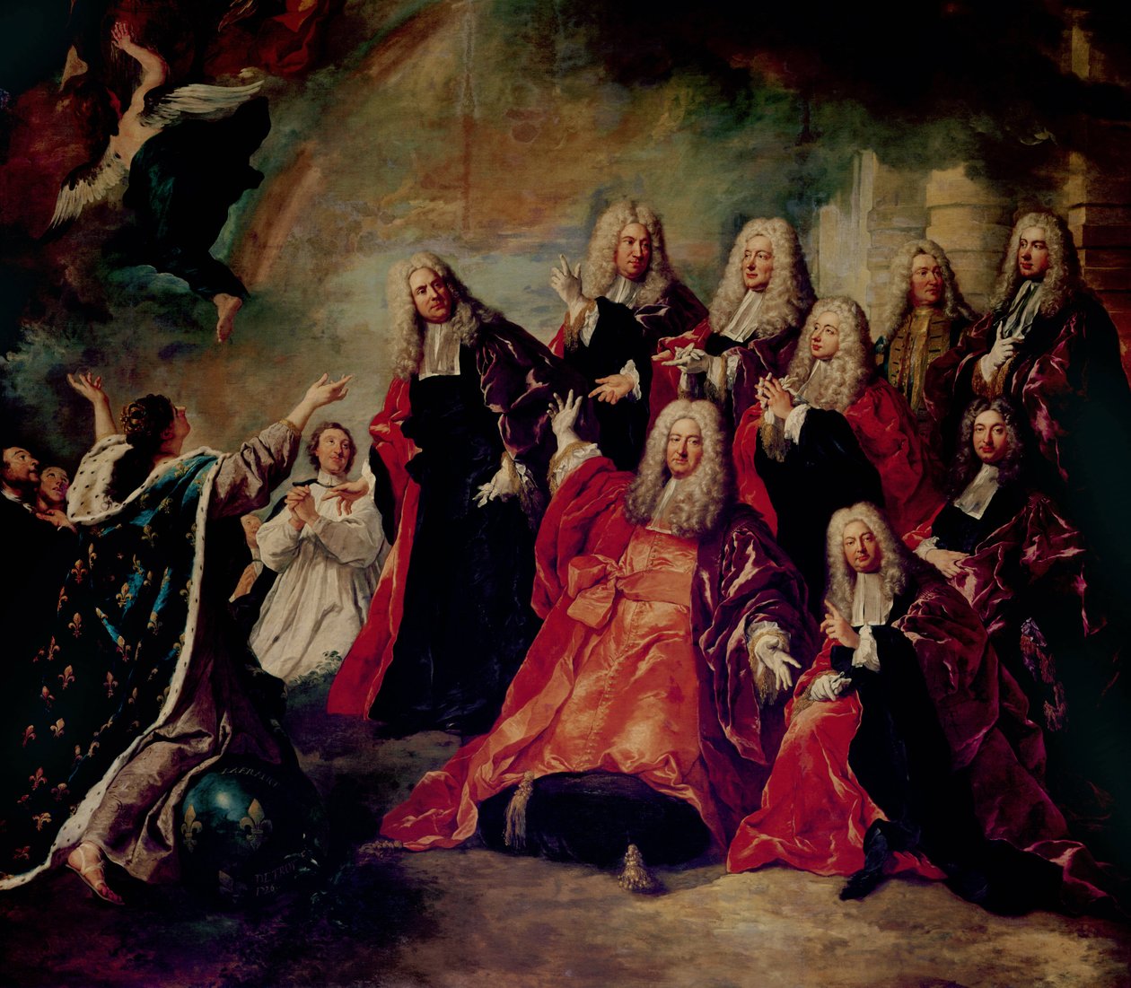 Ex-Voto. Das Corps de Ville fordert die Rückkehr des guten Wetters, Detail des Corps de Ville, 1726 von Jean François de Troy