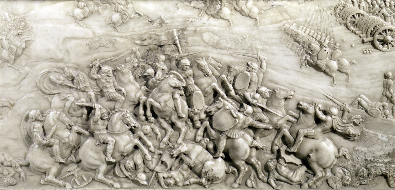 Die Schlacht von Agnadello, 14. Mai 1509, Detail vom Grabmal von Ludwig XII. (1462-1515) und Anne von Bretagne (1496-1533), 1515 von Jean I Juste