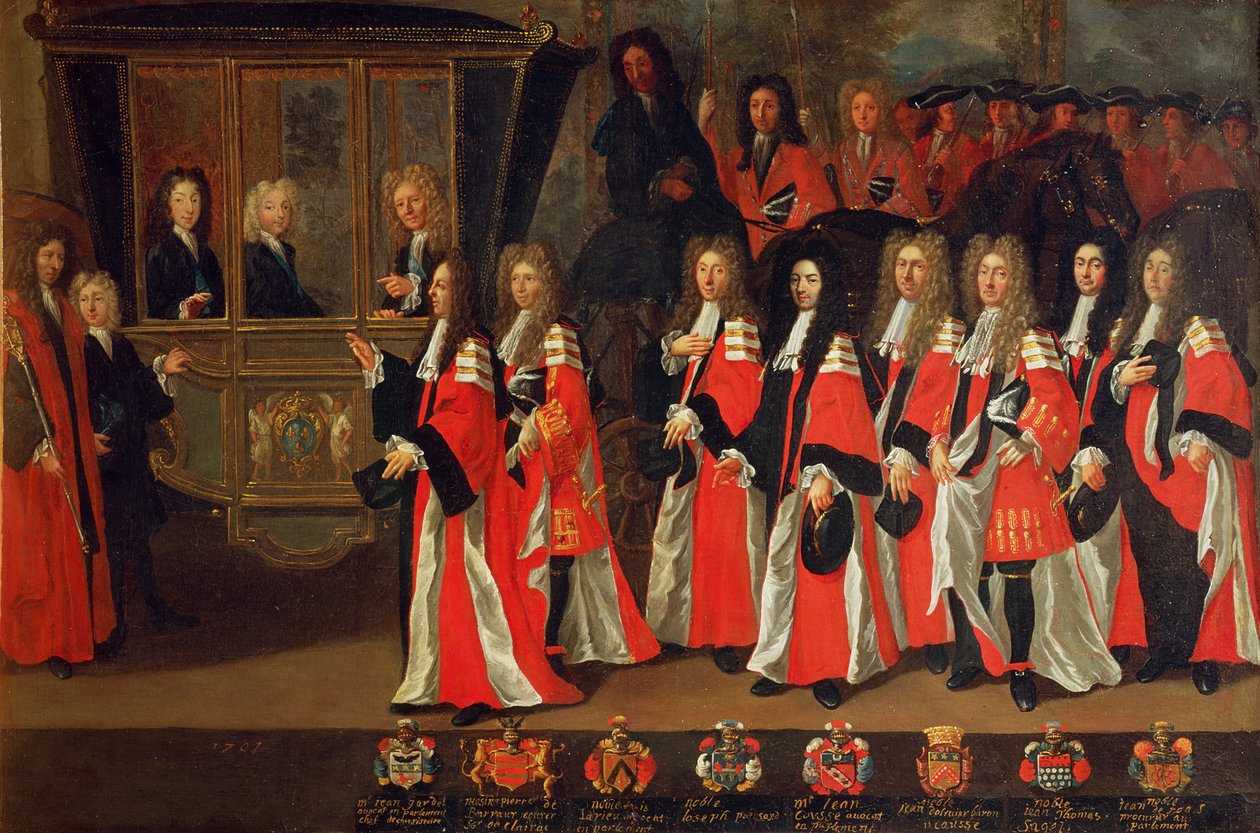 Die Kapitularen von Toulouse begrüßen die Herzöge von Burgund und Berry im Jahr 1701 von Jean Michel
