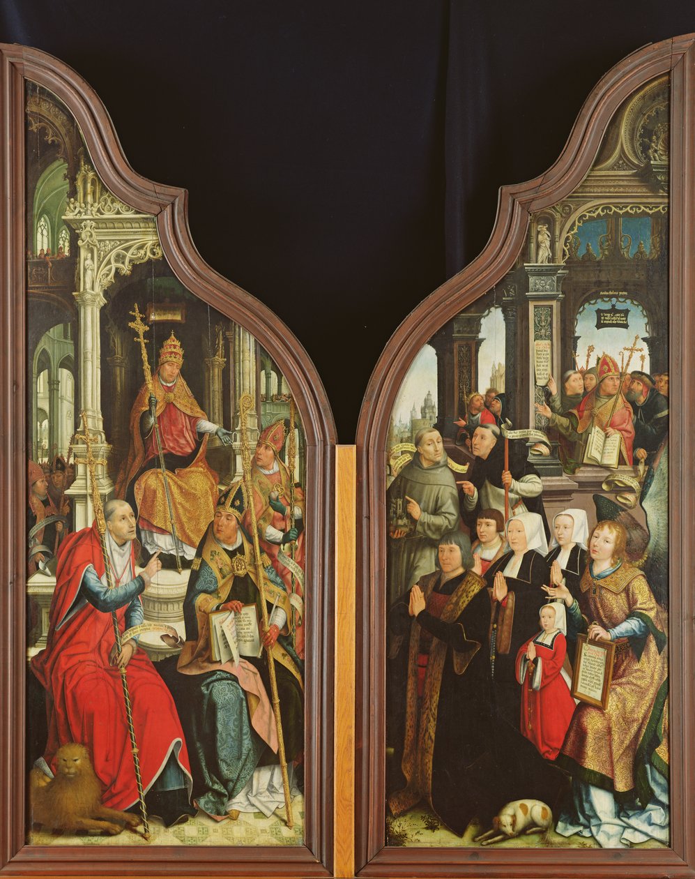 Die Kirchenväter und die Stifter, vom Triptychon der Unbefleckten Empfängnis von Jean the Elder Bellegambe
