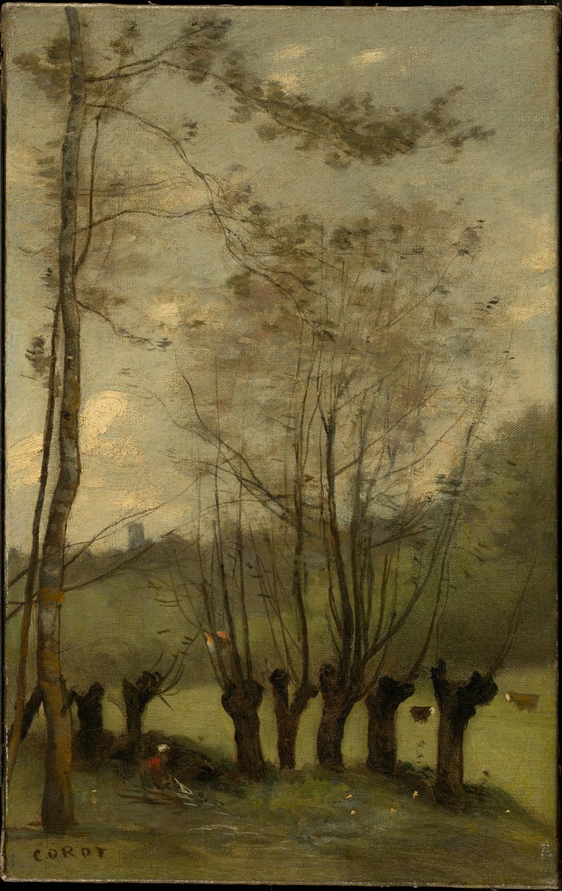 Wiese mit Weiden, Montlhéry von Jean-Baptiste-Camille Corot