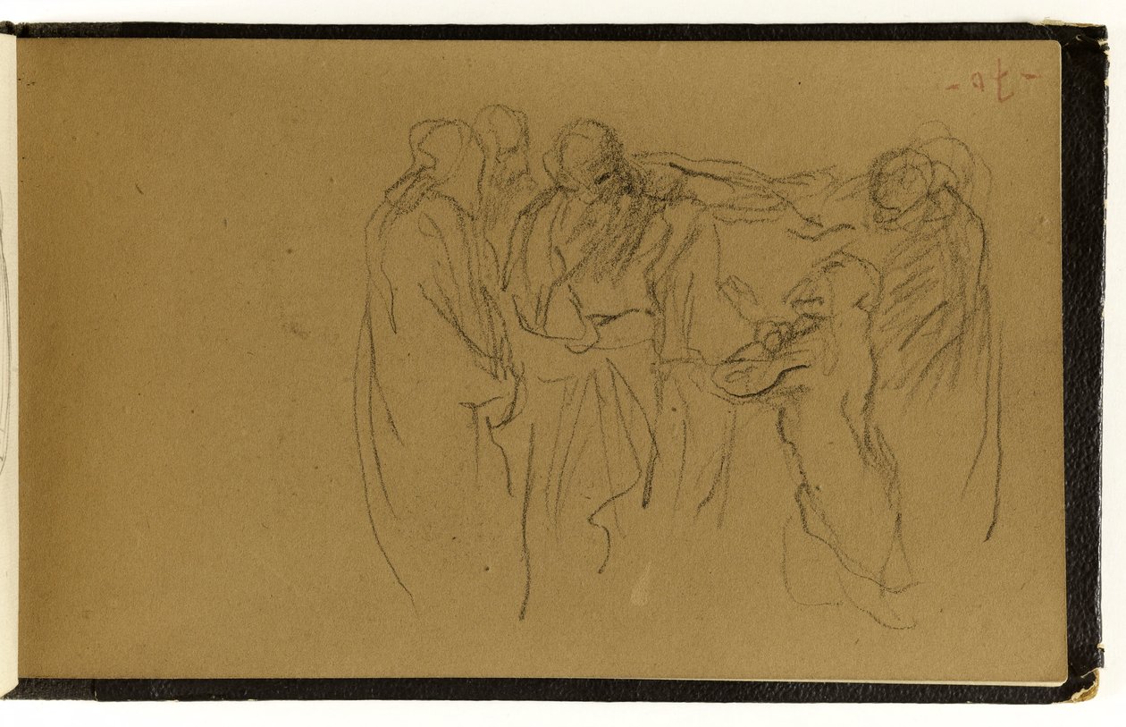 Studie einer Versammlung von Personen, von denen eine kniet (S. 70 des Albums) von Jean-Baptiste Carpeaux