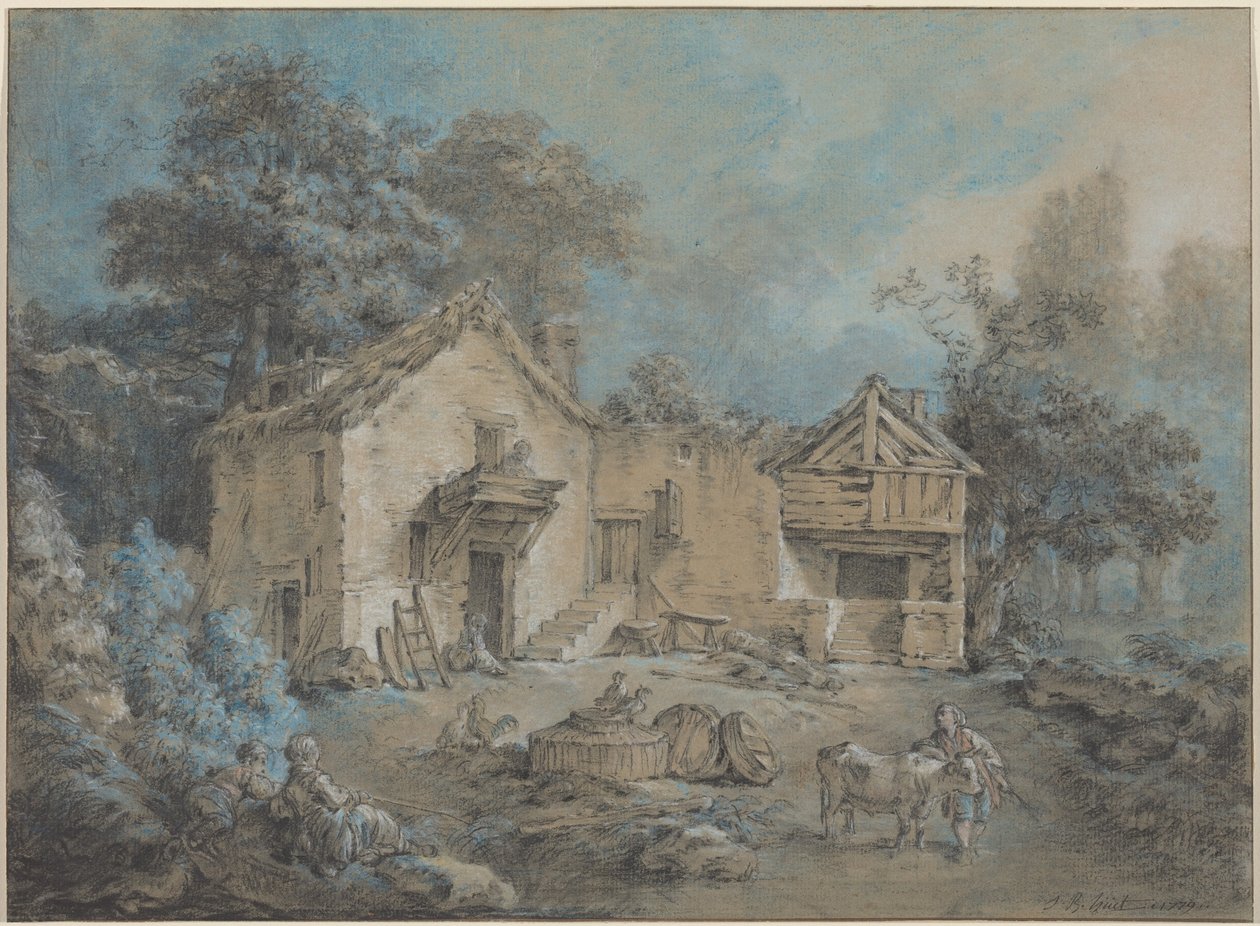 Bauernhofszene von Jean-Baptiste Huet
