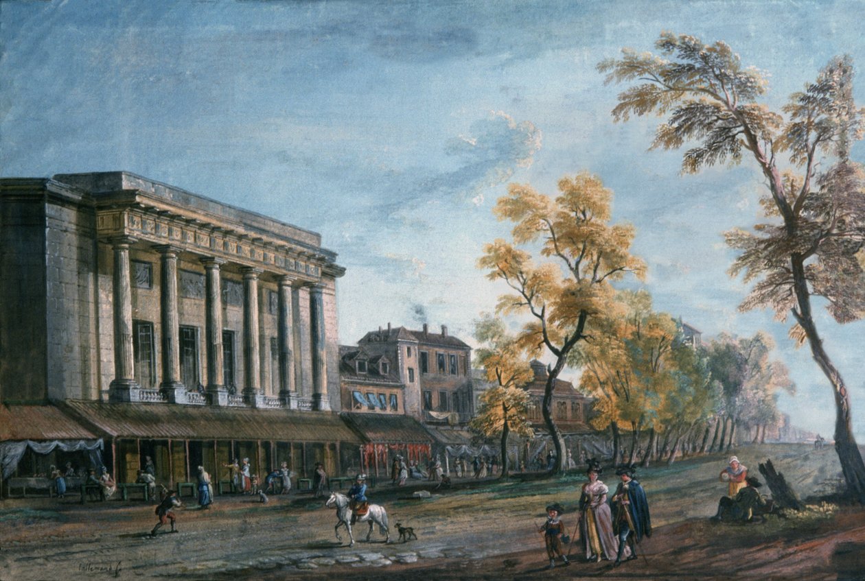 Der Boulevard du Temple und das Théâtre des Italiens, Paris von Jean Baptiste Lallemand