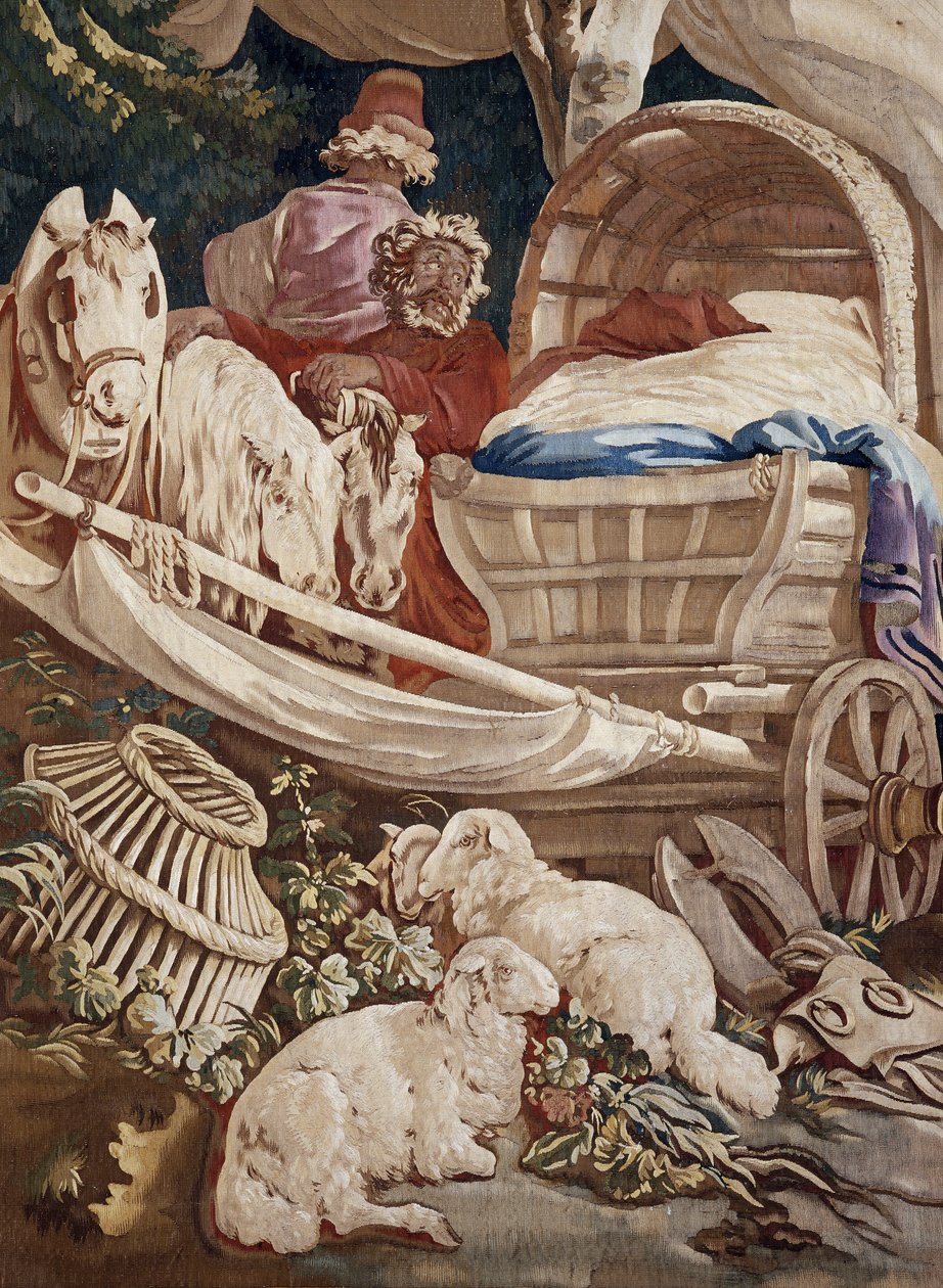 Das Freiluftbankett, Vorhang russische Spiele, (Detail) von Jean-Baptiste Le Prince