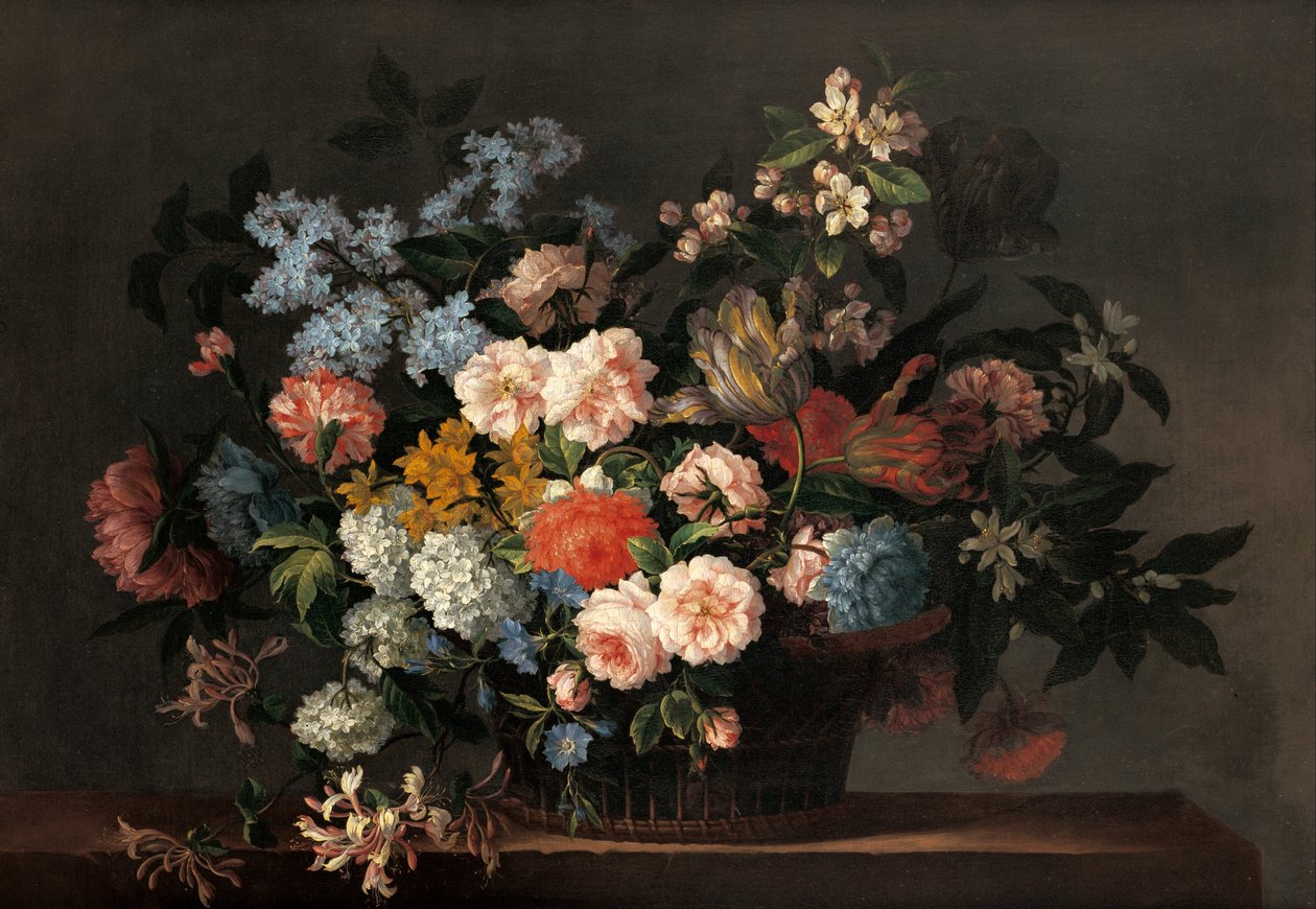 Stillleben mit Blumenkorb von Jean-Baptiste Monnoyer