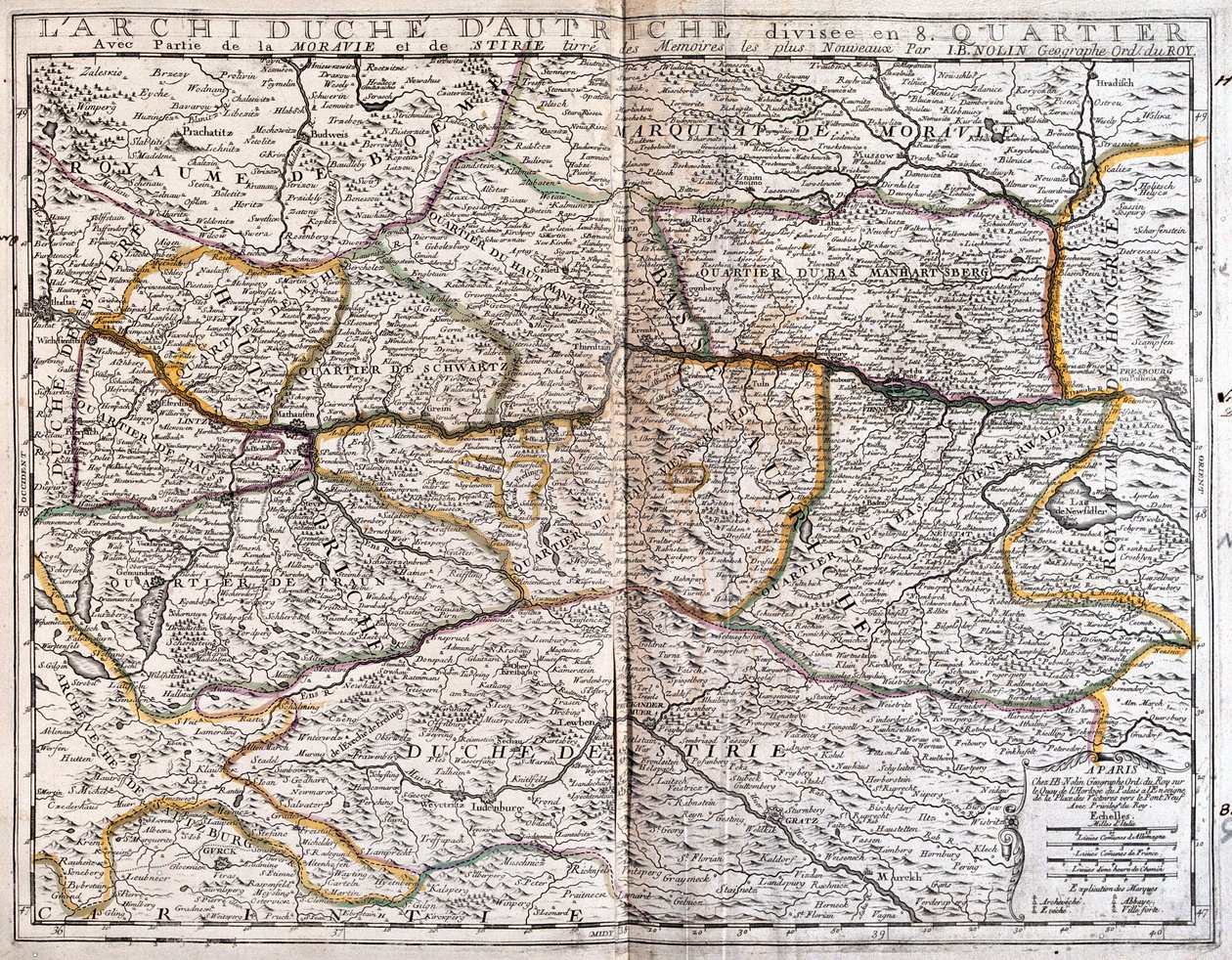 Österreich (Bundesland: Oberösterreich, Niederösterreich, Burgenland), Tschechische Republik (Südböhmen und Mähren) von Jean Baptiste Nolin