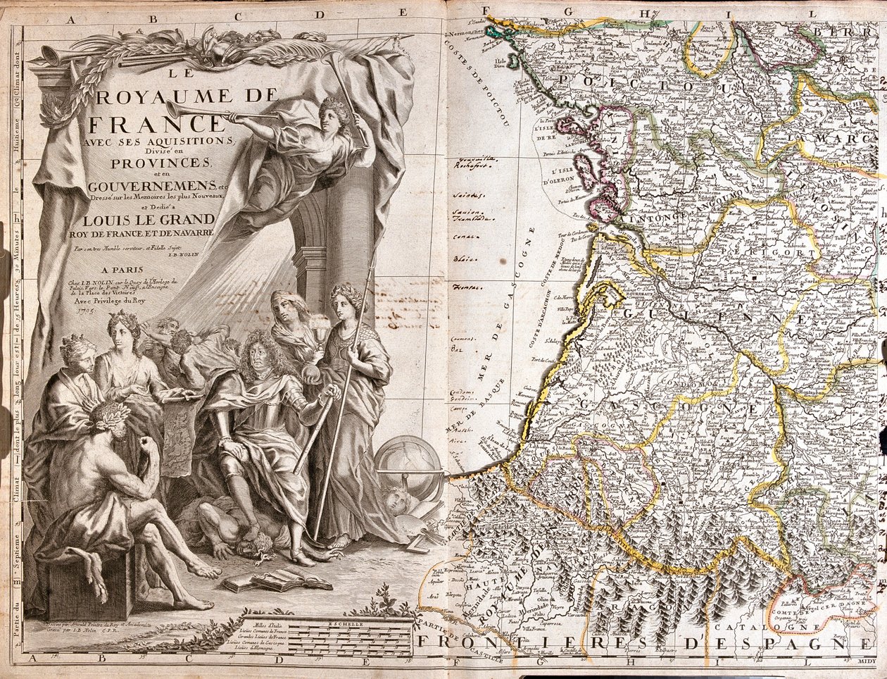 Frankreich (Region: Loire, Centre, Poitou-Charentes, Limousin, Aquitanien, Midi-Pyrenäen), Spanien (Autonome Gemeinschaft: Baskenland, Navarra, Aragonien, Katalonien), Andorra von Jean-Baptiste Nolin
