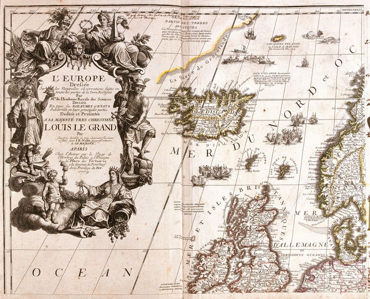 Insel, Irland und großer Teil von Großbritannien (außer Süden) von Jean Baptiste Nolin