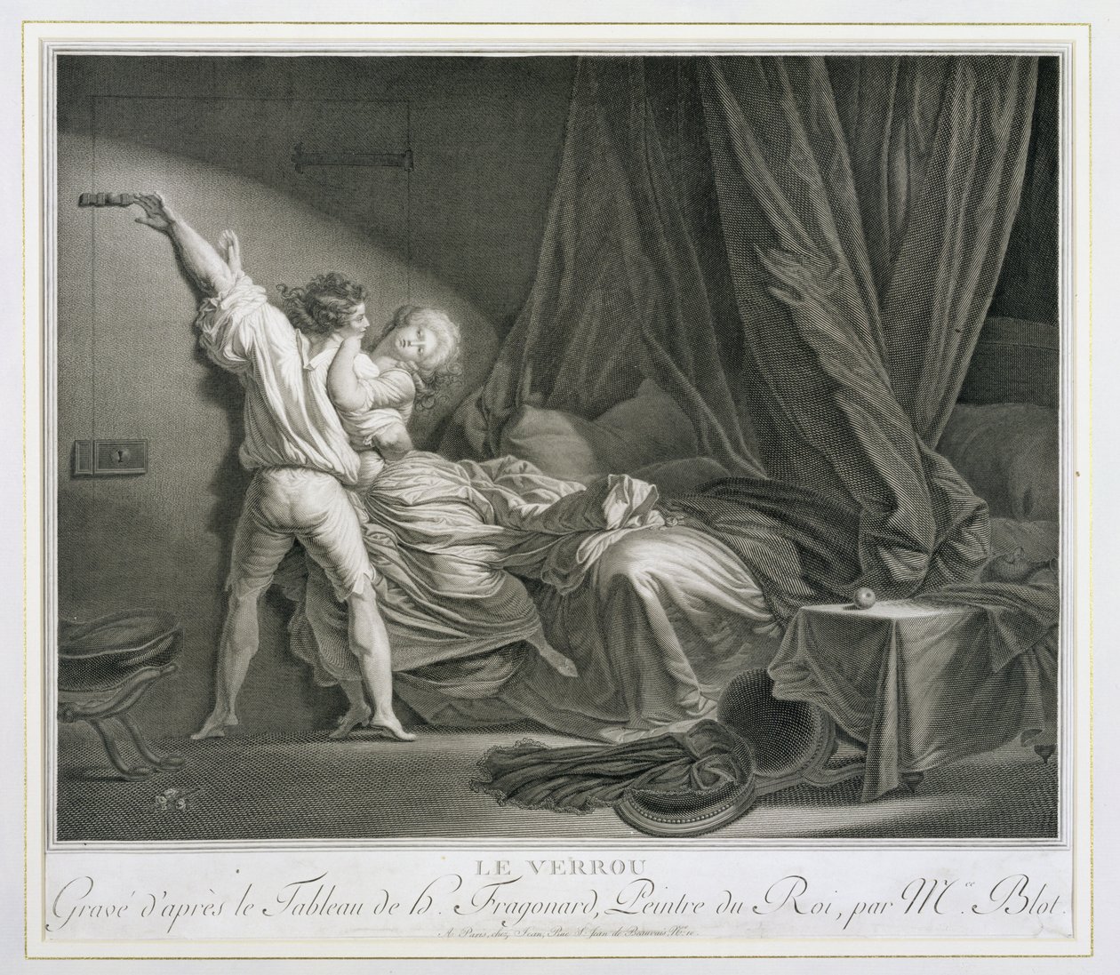 Der Riegel, graviert von Maurice Blot, veröffentlicht in Paris (Gravur) von Jean-Honore (after) Fragonard