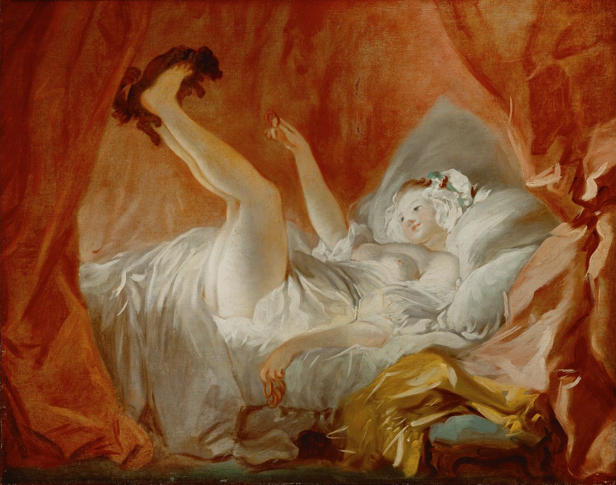 Mädchen mit Hund von Jean-Honore Fragonard