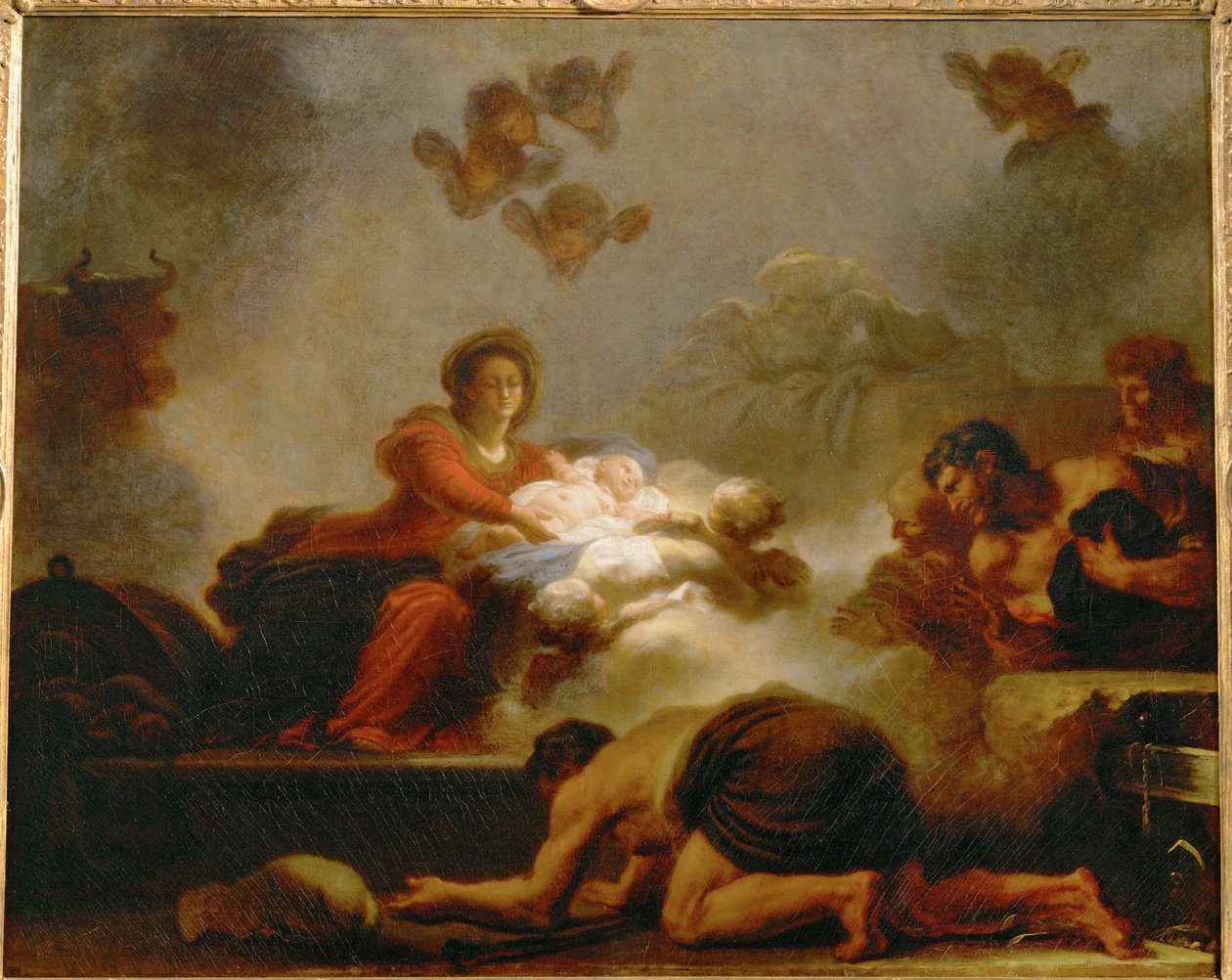 Die Anbetung der Hirten von Jean Honore Fragonard