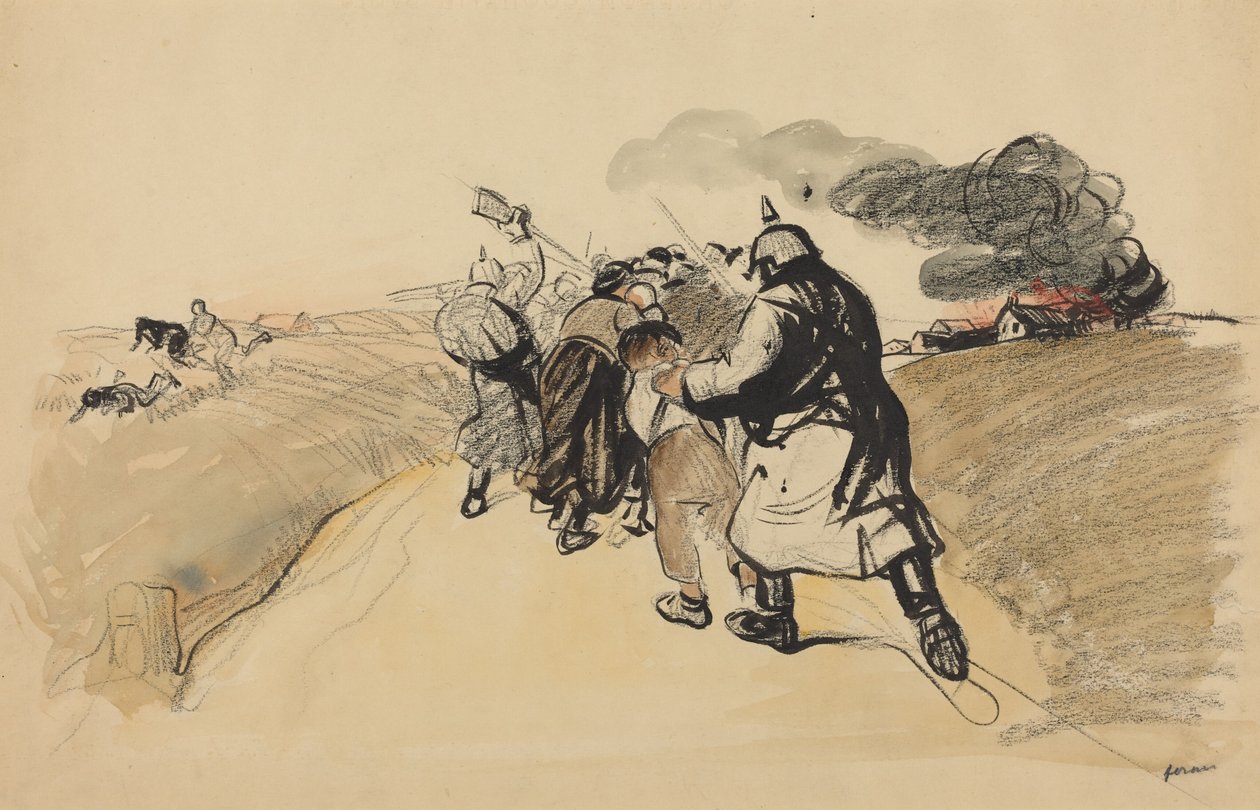 Deutscher Überfall auf ein Dorf von Jean-Louis Forain
