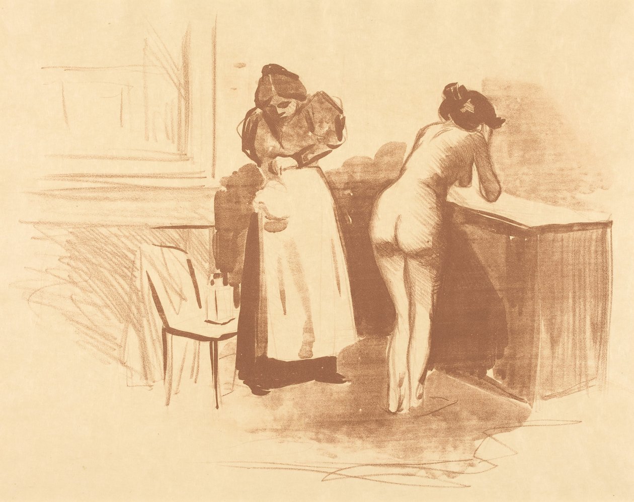 Die Massage mit grobem Haarhandschuh (Wasch- und Linienplatte) von Jean-Louis Forain