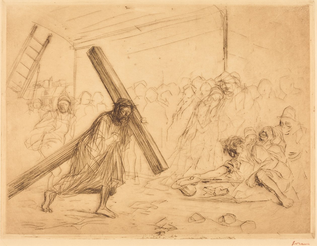 Le Christ portant sa croix (4e planche) von Jean-Louis Forain