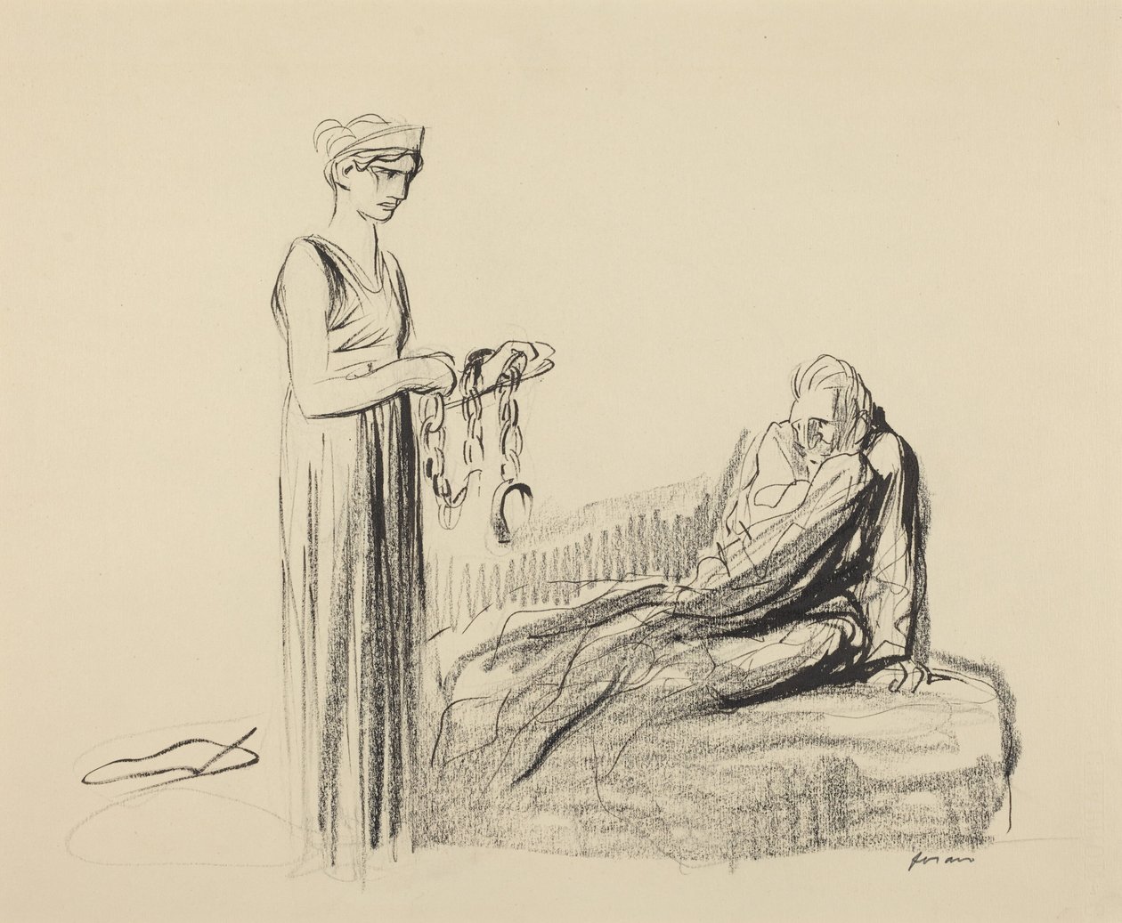 a) Fesseln (recto); b) Mehrere Figuren (verso) von Jean-Louis Forain