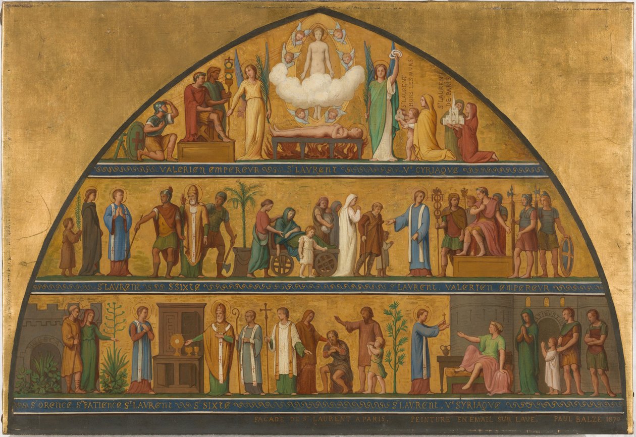 Skizze für die Kirche Saint-Laurent: Das Leben des Heiligen Laurentius, 1870 von Jean Paul Etienne Balze