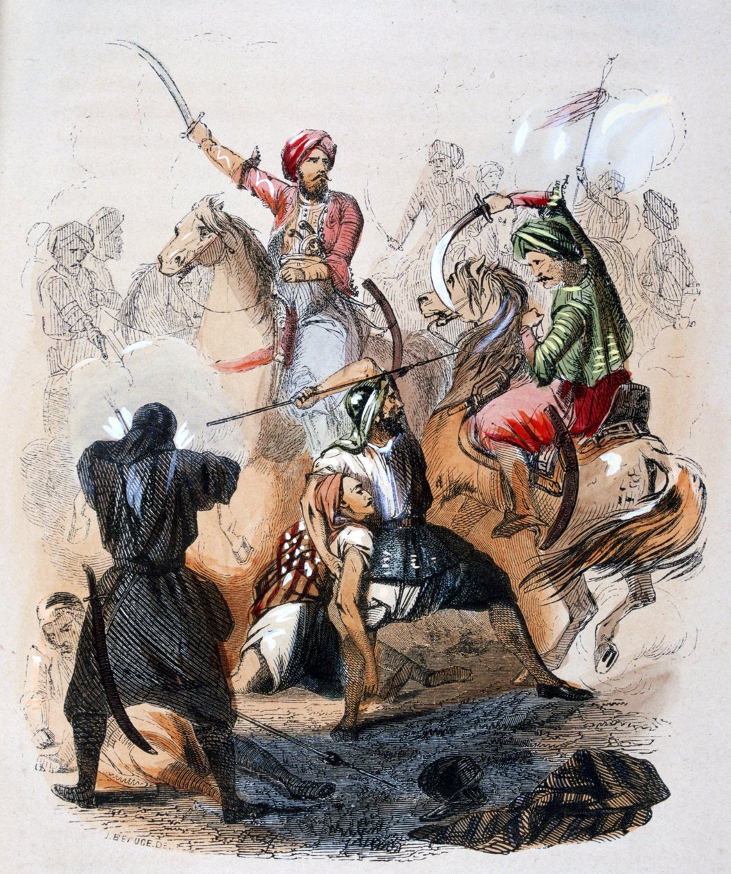 Ibrahim Pacha (1789-1848) auf dem Schlachtfeld, während der Kampagne gegen die Wahhabiten von Jean Adolphe Beauce