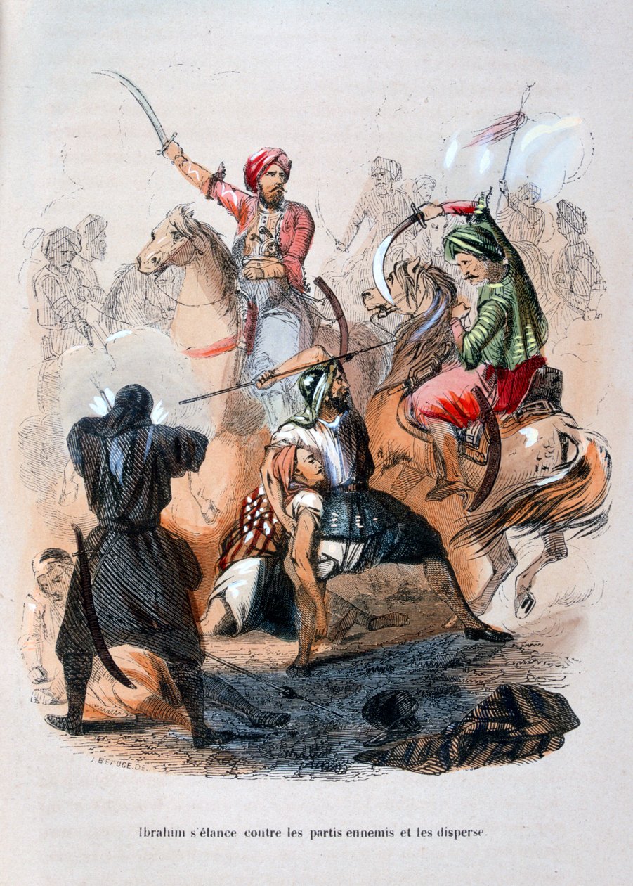 Ibrahim Pascha kämpft gegen die Wahhabiten, Saudi-Arabien, 1811-1818, 1847 von Jean Adolphe Beauce