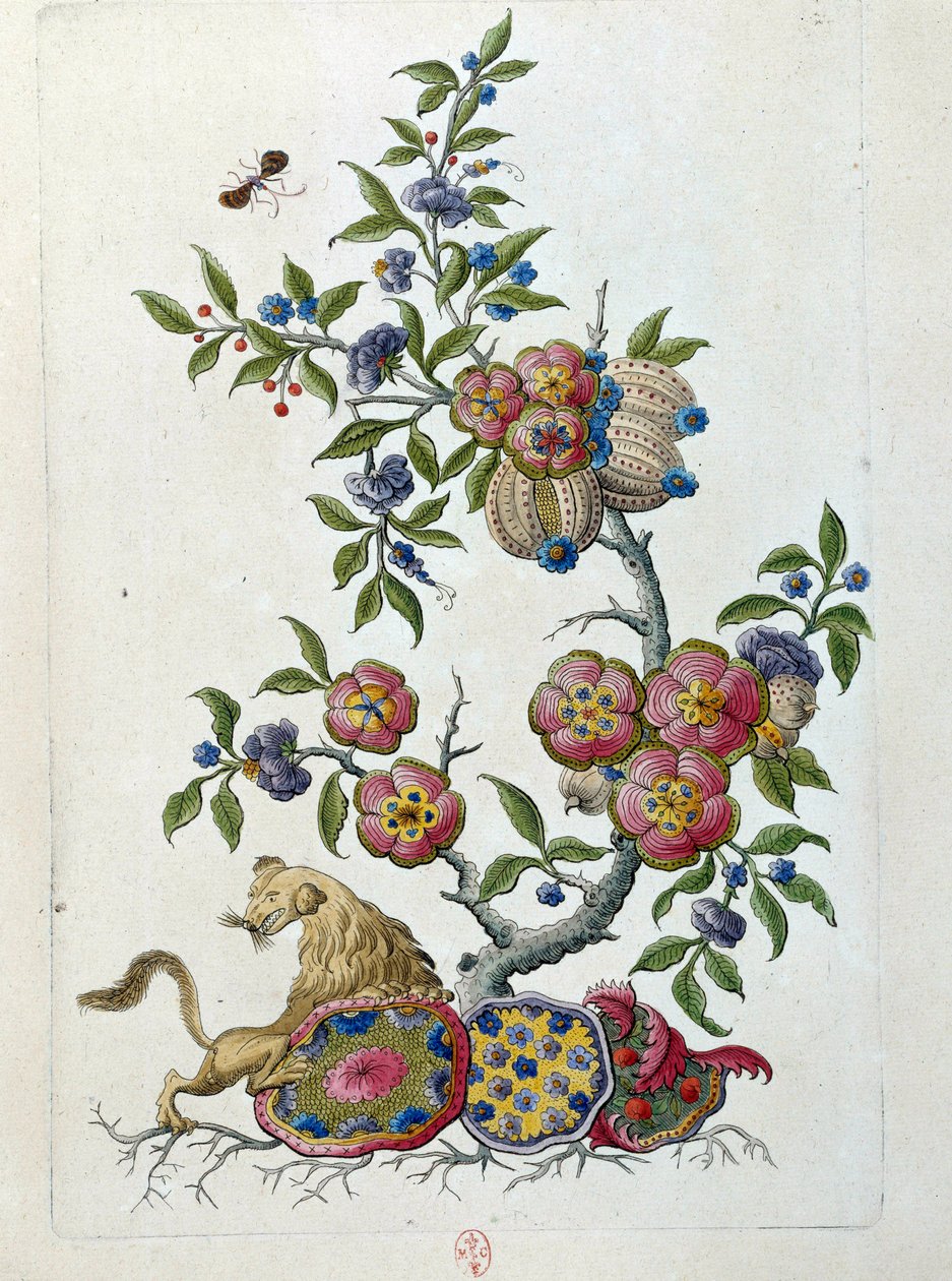 Zeichnung von einer chinesischen Vase: Blumenast von Jean Antoine Fraisse