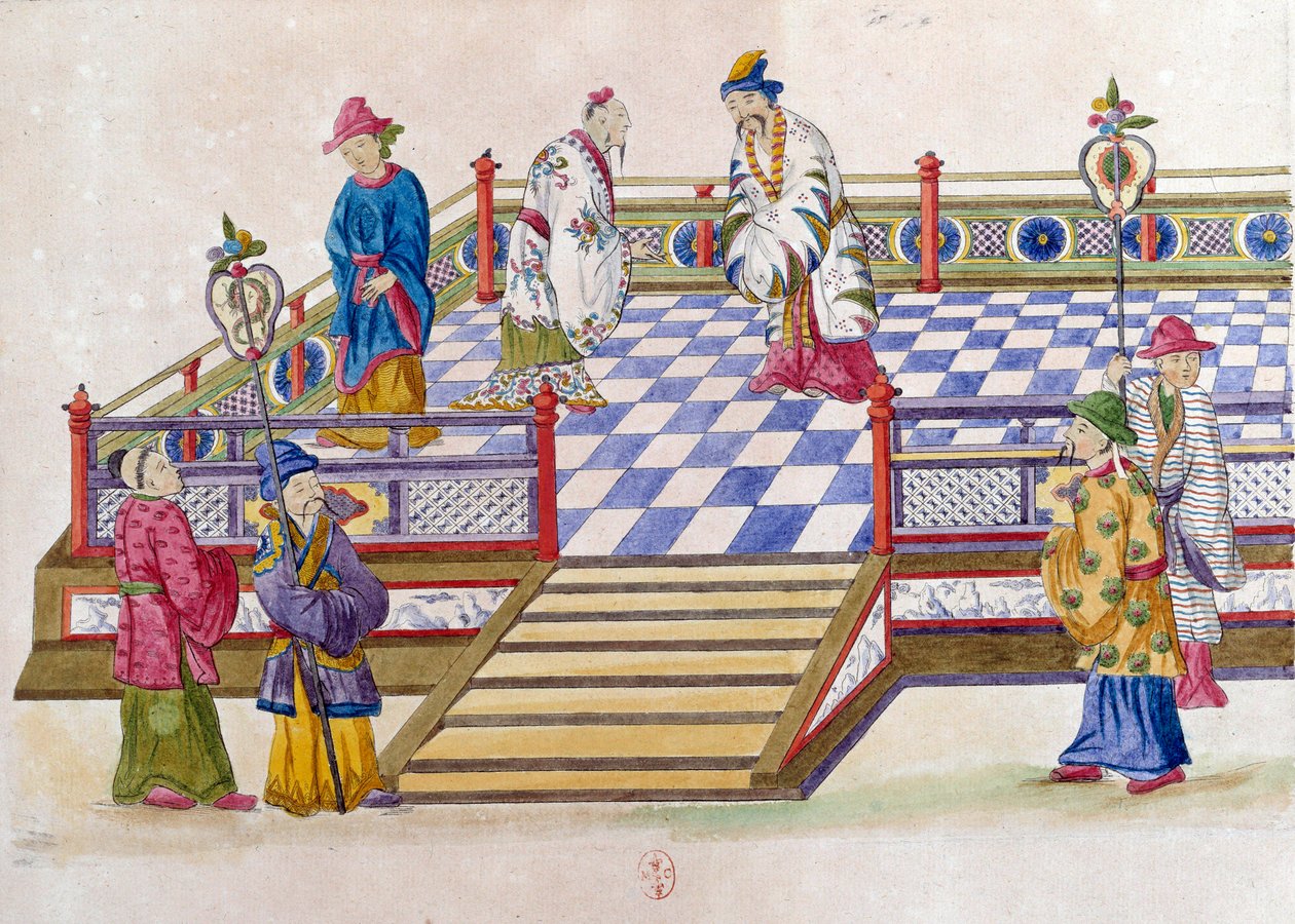 Zeichnung von einer chinesischen Vase: Szene im Palast von Jean Antoine Fraisse